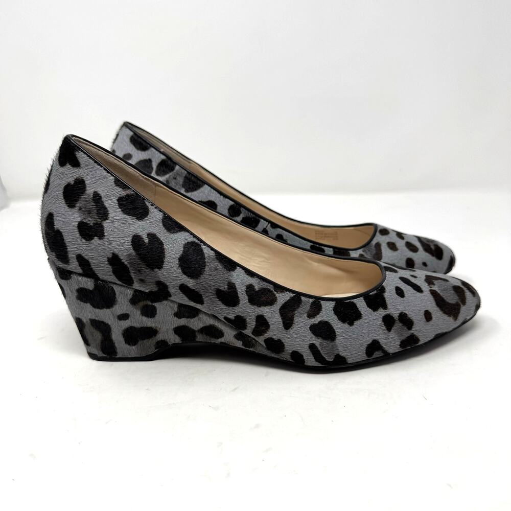 Cole Haan Grand OS Go To Wedge Pumps Shoes 11 Gray Leopard Calf Hair Old Money